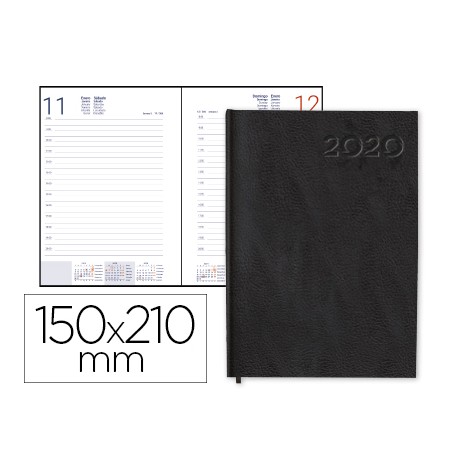 AGENDA 2020 COLOR NEGRO  encuadernada  15x21 cm