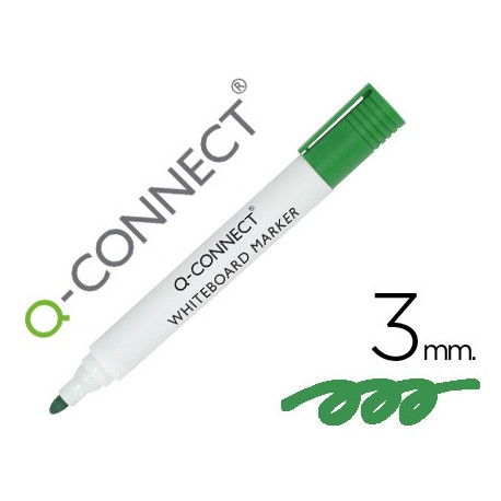 Rotulador Verde Pizarra Blanca 3 mm  Q- Connect